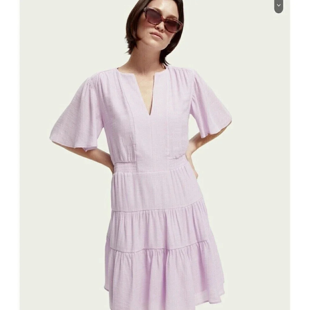 NWT Scotch & Soda Panelled Gatering Midi Dress Women's Size L